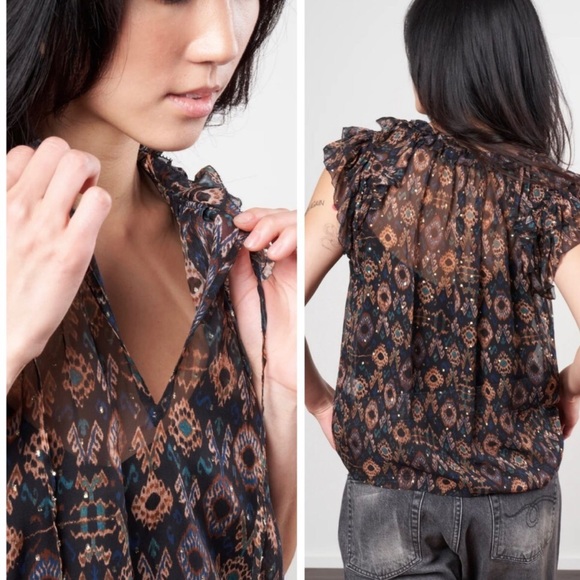 Ulta Johnson 100% Silk Elf Printed Top - Picture 5 of 12